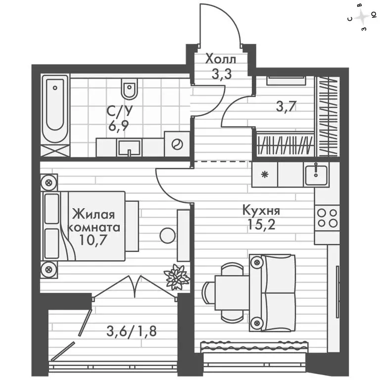 1-комнатная квартира: Нижний Новгород, историческая территория Старый ... - Фото 2