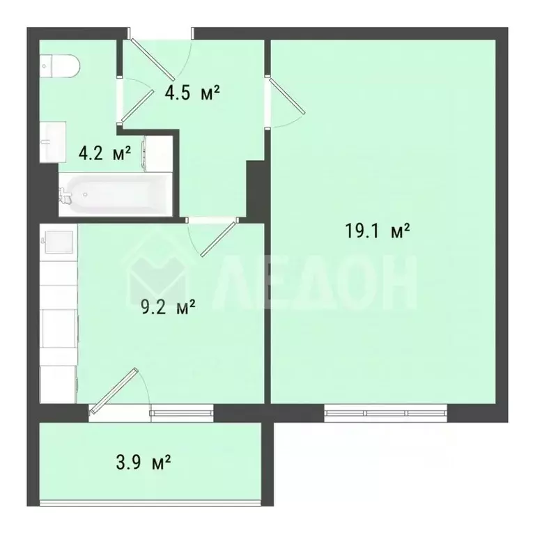 1-к кв. Омская область, Омск пос. Биофабрика, 18к2 (37.2 м) - Фото 0