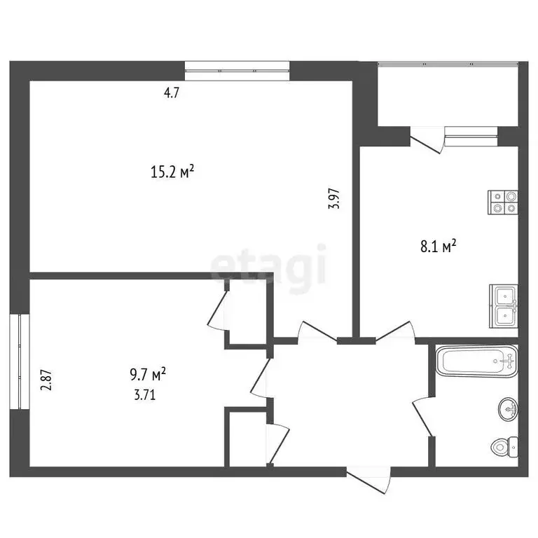 2-комнатная квартира: Вологда, Судоремонтная улица, 42 (41.2 м) - Фото 1