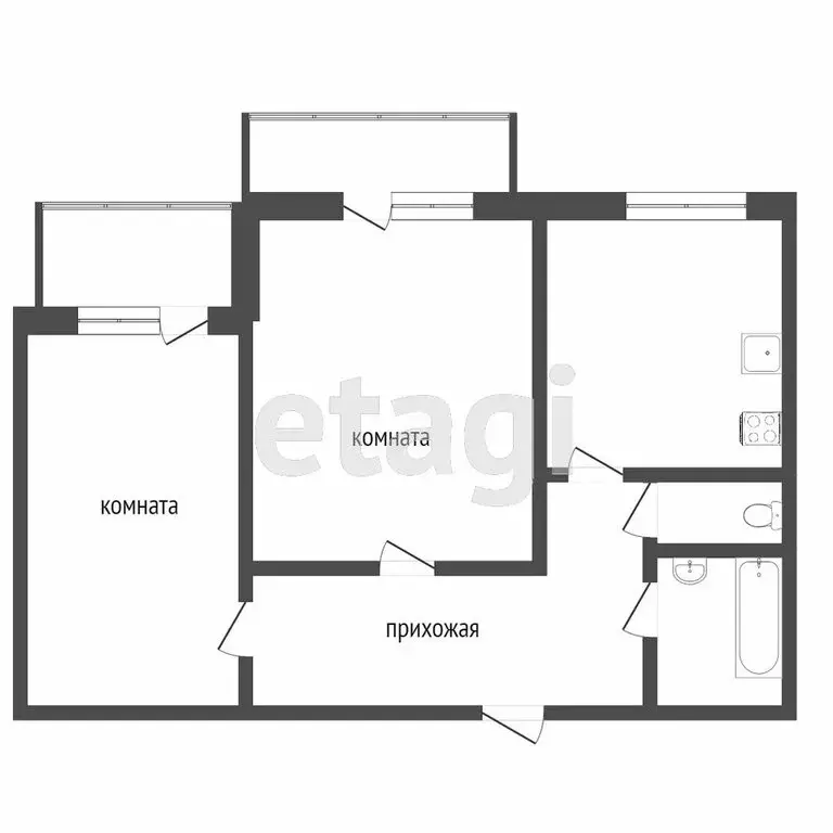 2-комнатная квартира: Симферополь, улица Батурина, 44/50 (50.8 м) - Фото 1