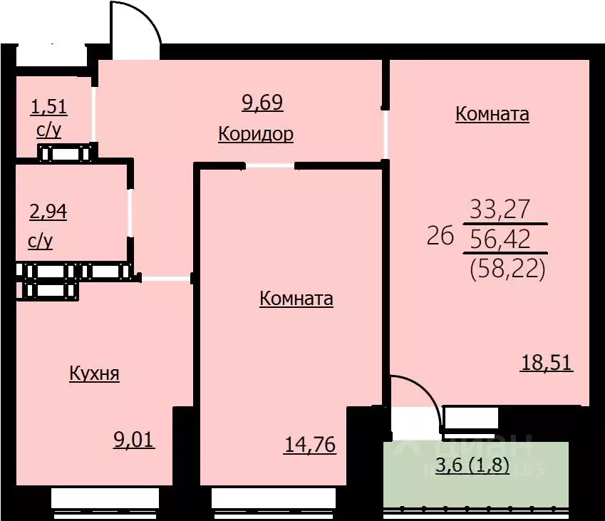 2-к кв. Ярославская область, Ярославль Красноборская ул., 38к2 (58.22 ... - Фото 0