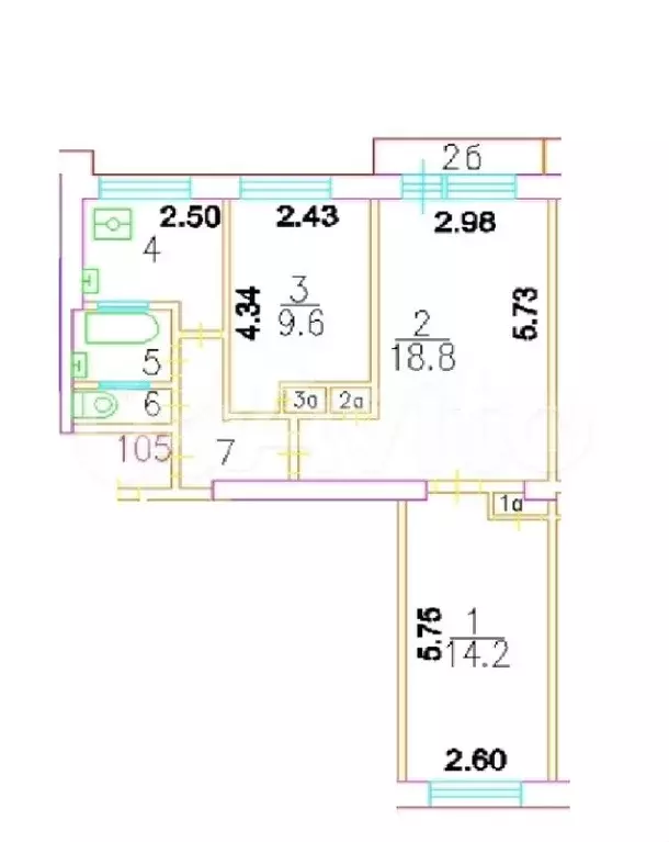 3-к. квартира, 57,4 м, 4/9 эт. - Фото 0