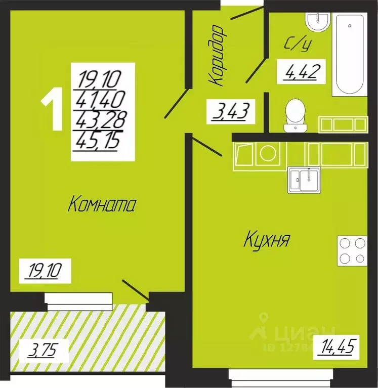 1-к кв. Смоленская область, Смоленск ул. Филатова, 3 (45.15 м) - Фото 0