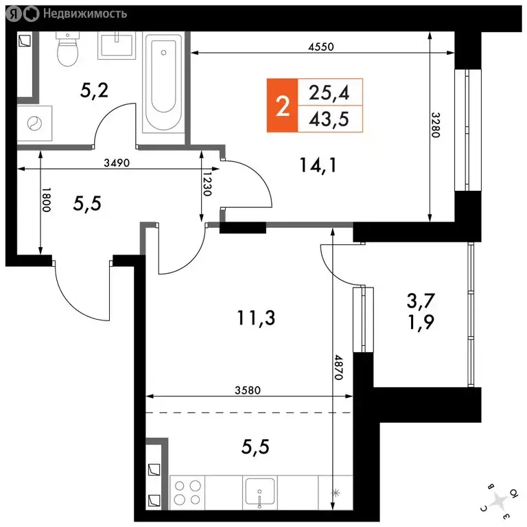 2-комнатная квартира: Зеленодольский район, Октябрьское сельское ... - Фото 2