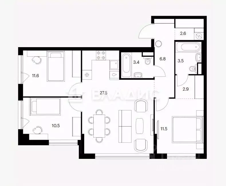 3-к кв. Москва ул. Ивана Франко, 20к2 (80.3 м) - Фото 1