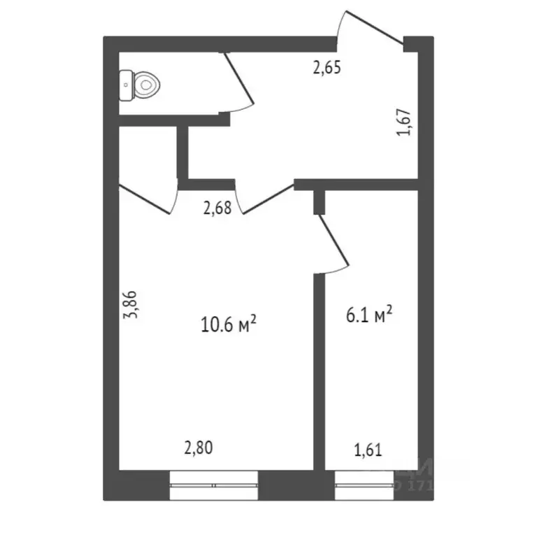 2-к кв. Тюменская область, Тюмень проезд Геологоразведчиков, 6 (24.9 ... - Фото 2