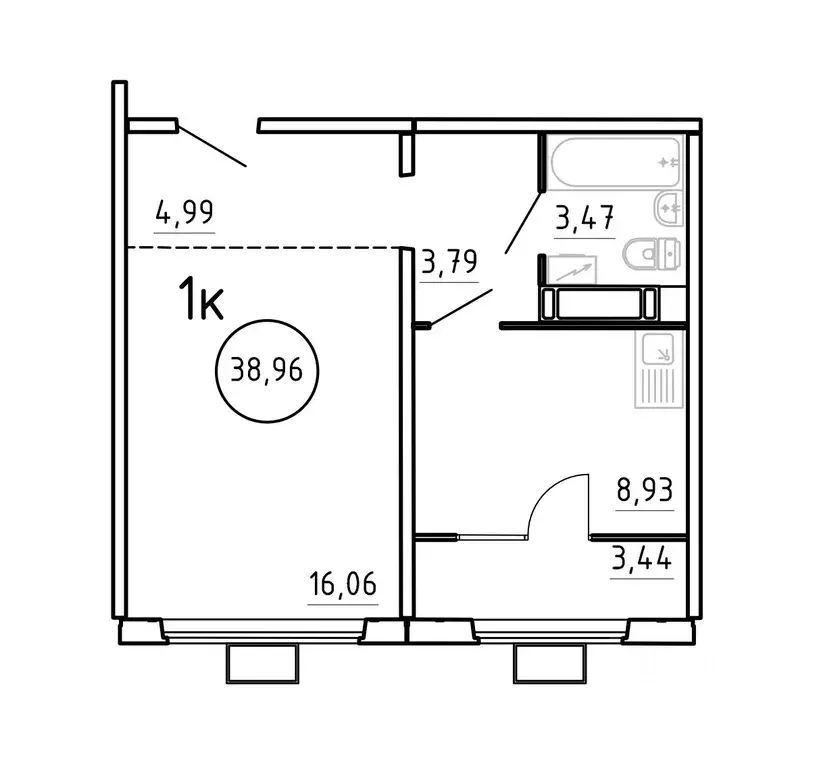 1-к кв. Челябинская область, Челябинск ул. Блюхера, 2.3.1 (38.96 м) - Фото 1