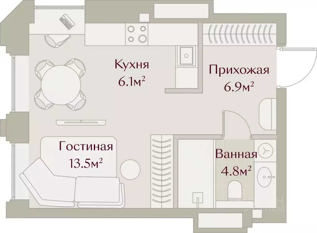 Студия Татарстан, Казань Щербаковский пер., 5 (31.22 м) - Фото 1