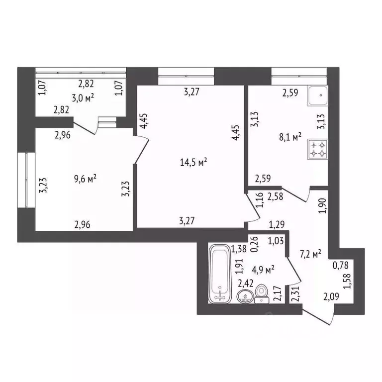 2-к кв. Башкортостан, Уфа ул. Чернышевского, 24 (48.0 м) - Фото 2