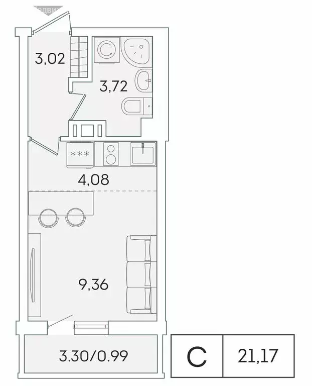 Квартира-студия: Мурино, Графская улица, 6к4 (20.4 м) - Фото 1
