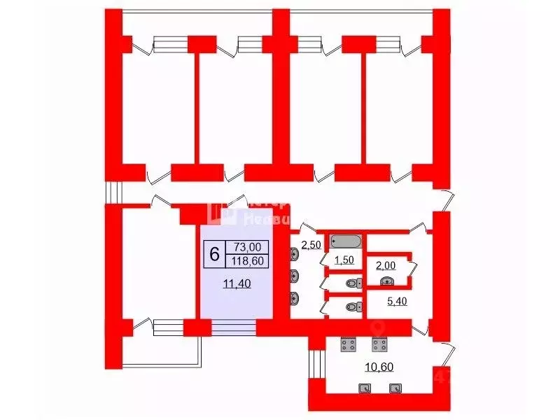 Комната Санкт-Петербург Придорожная аллея, 19 (11.4 м) - Фото 1