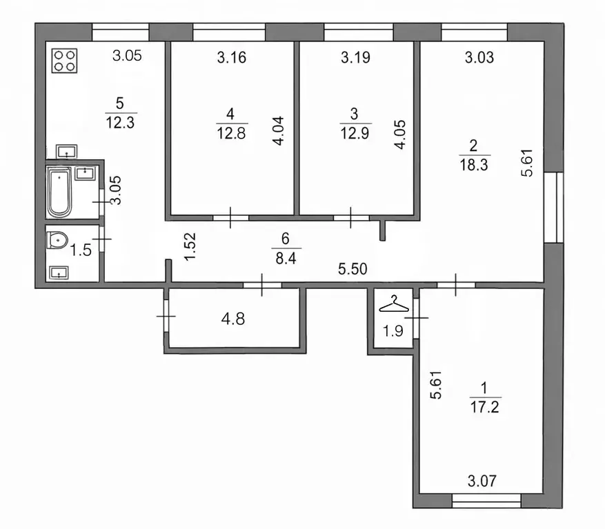 4-к кв. Санкт-Петербург просп. Энтузиастов, 22К2 (87.2 м) - Фото 2