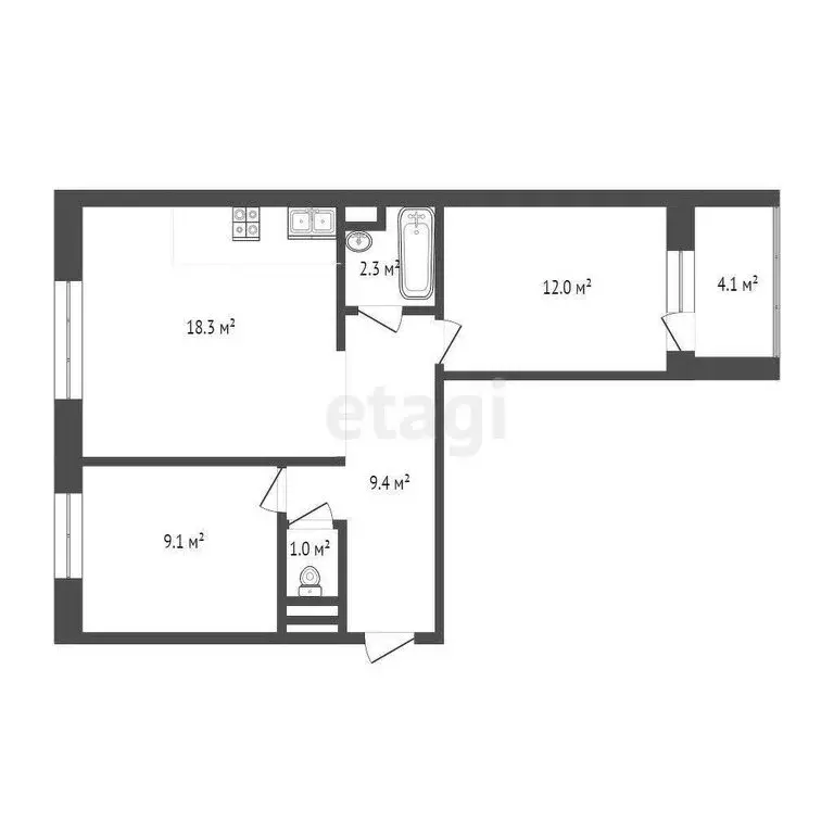 2-комнатная квартира: Тюмень, Ямбургский проезд, 3 (52 м) - Фото 0
