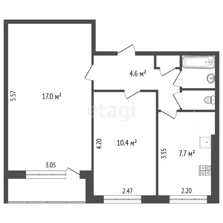 2-комнатная квартира: Пермь, Коломенская улица, 32 (43.2 м) - Фото 0