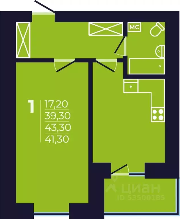 1-к кв. Башкортостан, Уфа ул. Михаила Зайцева, 6 (41.4 м) - Фото 1