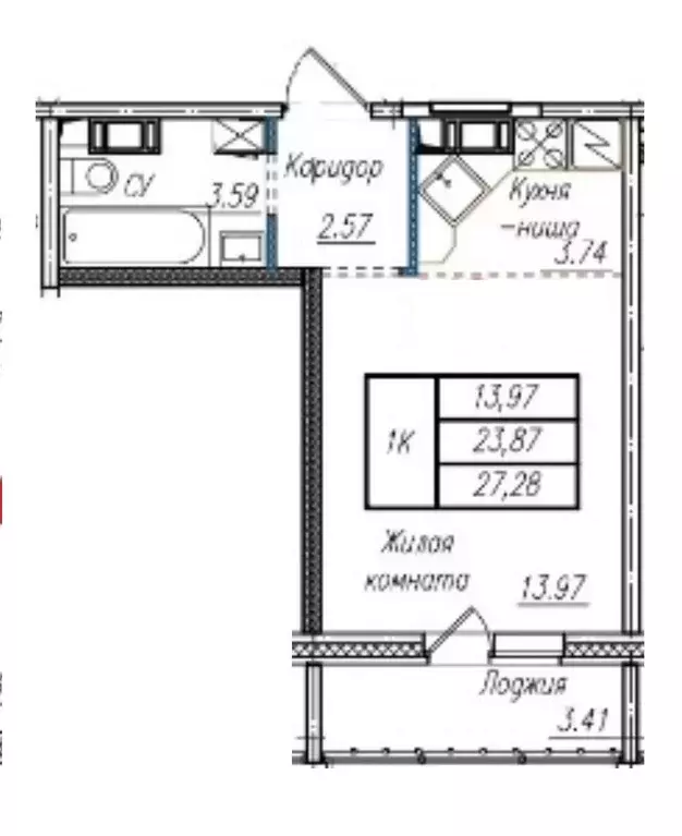Продаётся квартира-студия, 27.34 м - Фото 1