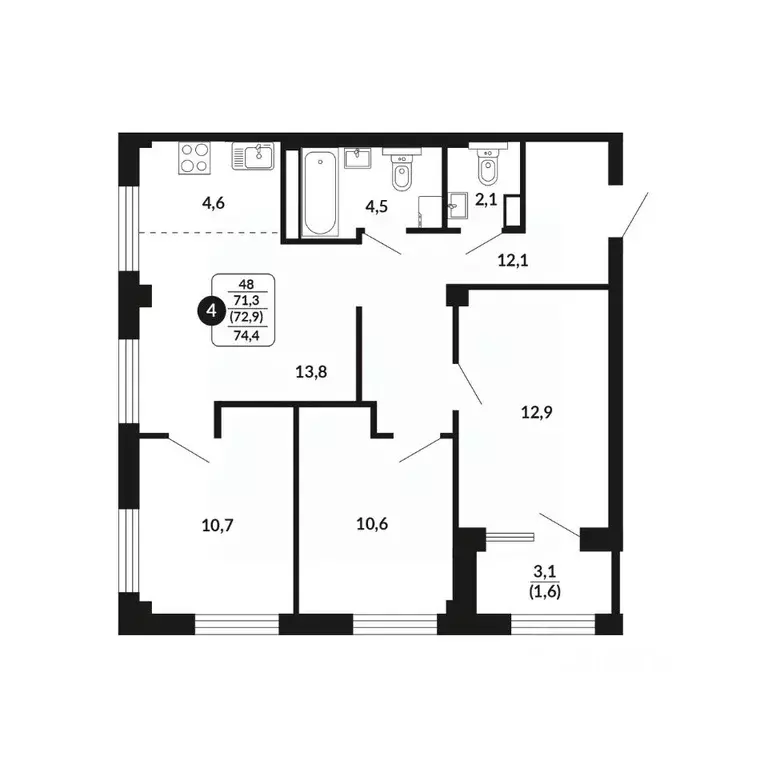 4-к кв. Кировская область, Киров Завода Маяк мкр,  (72.9 м) - Фото 0