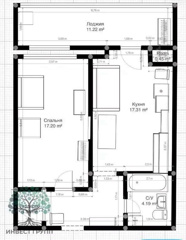 1-к кв. Самарская область, Самара Ленинская ул., 302 (58.0 м) - Фото 2