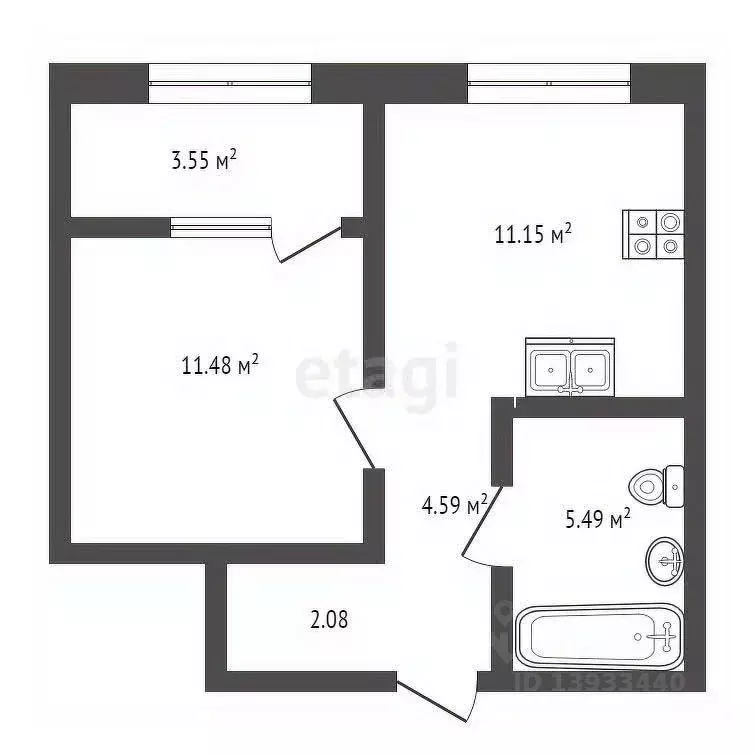 1-к кв. Тюменская область, Тюмень ул. Тимофея Чаркова, 93 (38.34 м) - Фото 1