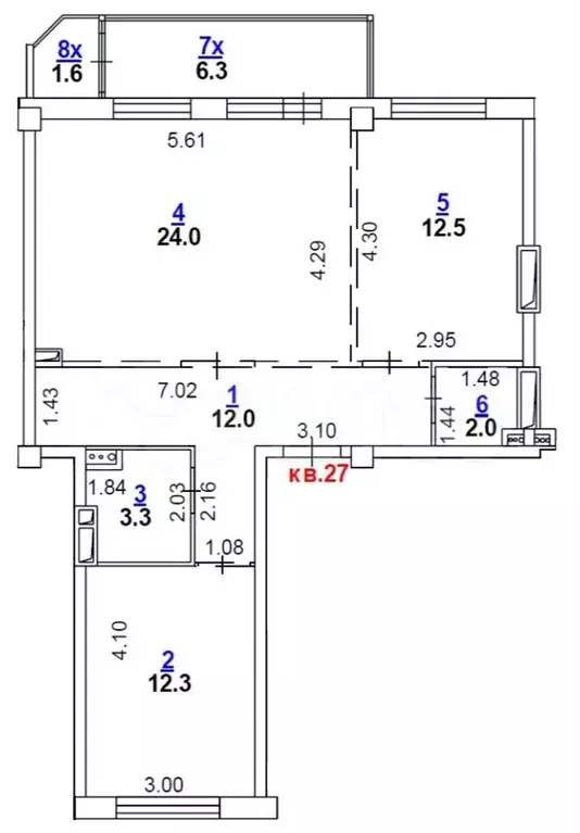 2-к. квартира, 70 м, 3/9 эт. - Фото 0