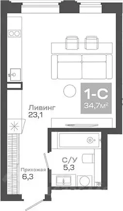 Студия Новосибирская область, Новосибирск Академгородок мкр, ул. Мусы ... - Фото 0