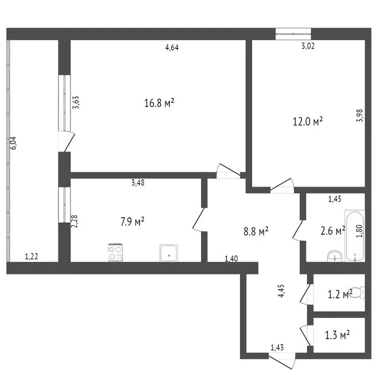 2-комнатная квартира: Нижний Новгород, Архангельская улица, 14 (50.8 ... - Фото 1