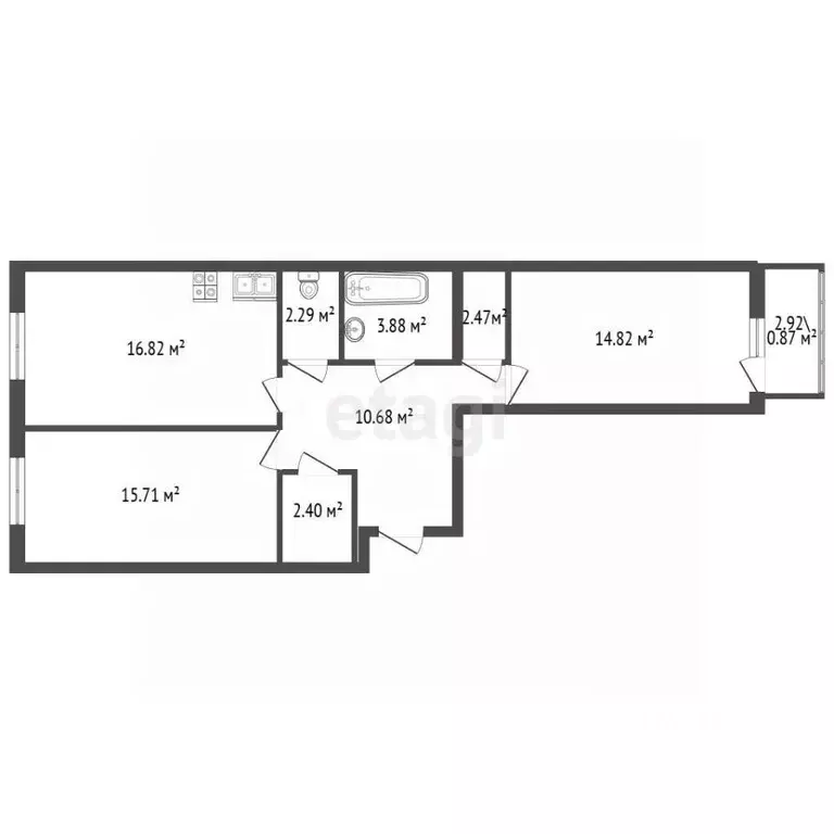 2-к кв. Санкт-Петербург пер. Ипподромный, 1к1 (68.87 м) - Фото 1