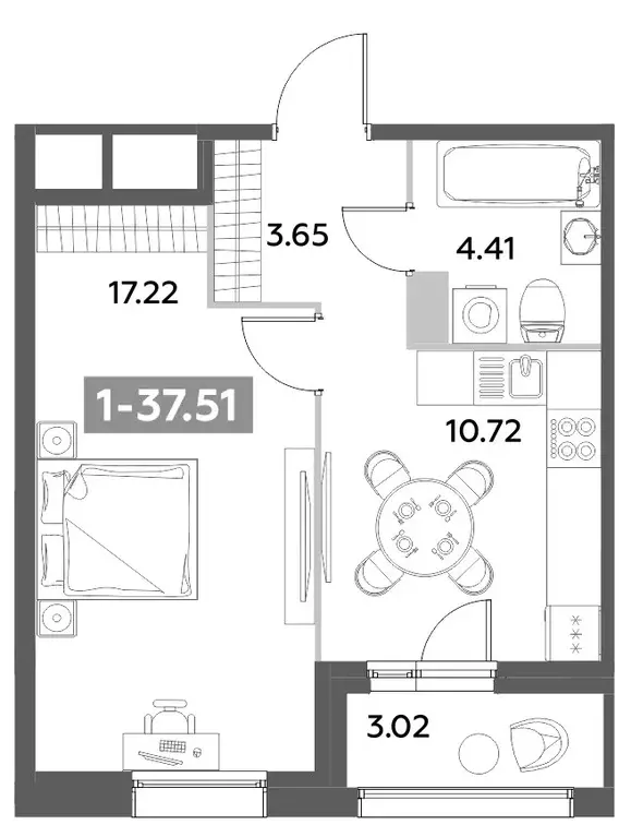 Продаётся 1-к квартира, 37.51 м - Фото 1