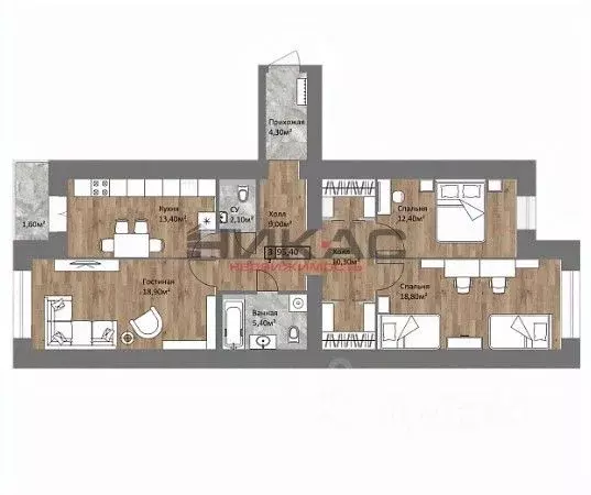 3-к кв. Ярославская область, Ярославль ул. Старая Костромская, 6 (95.1 ... - Фото 2