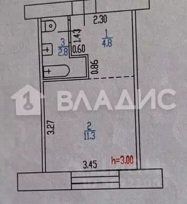 Студия Алтайский край, Барнаул ул. 40 лет Октября, 29А (18.9 м) - Фото 1