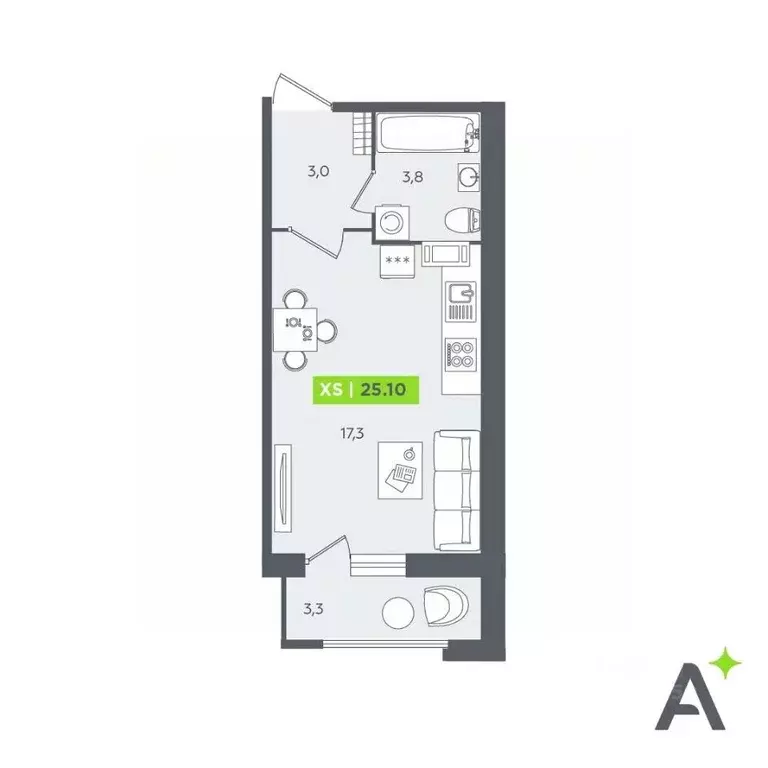 Студия Санкт-Петербург Планерная ул., 87к1 (25.1 м) - Фото 1
