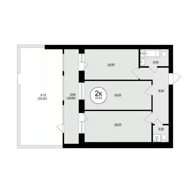 2-к кв. Самарская область, Самара Культура жилой комплекс (72.11 м) - Фото 1