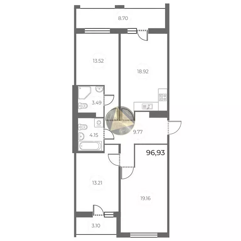 3-комнатная квартира: Санкт-Петербург, Суздальское шоссе, 8 (96.93 м) - Фото 1