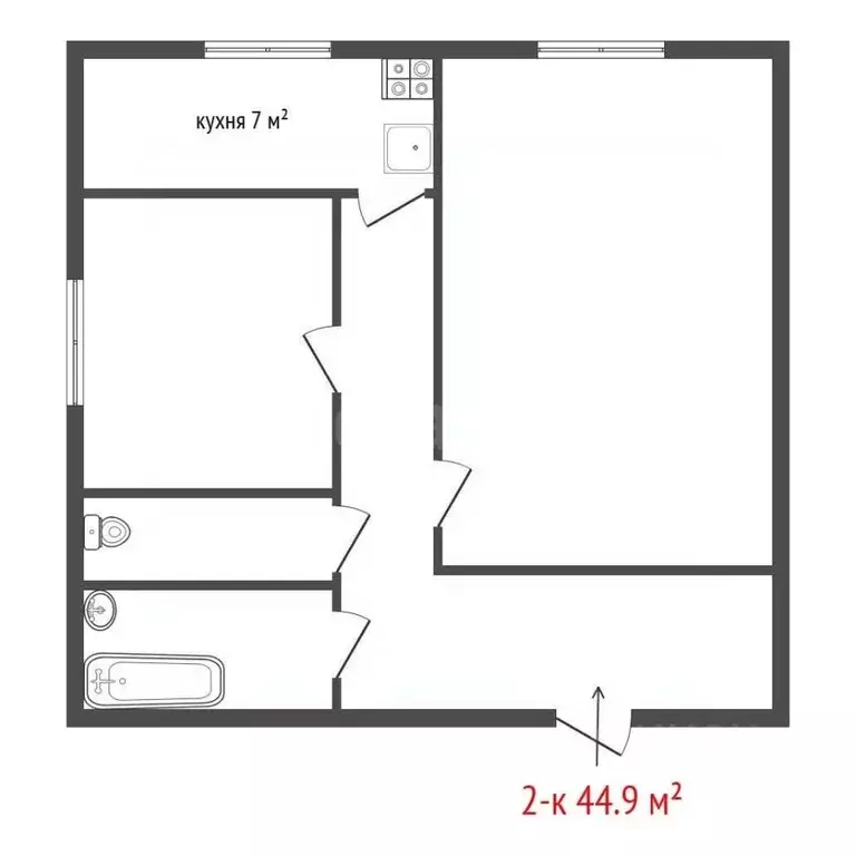 2-к кв. Свердловская область, Березовский ул. Ленина, 46 (44.9 м) - Фото 2