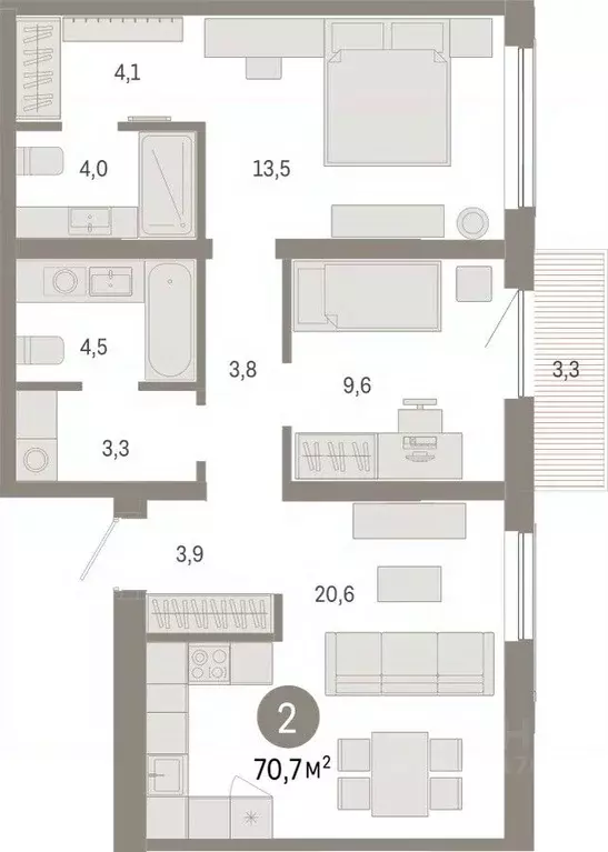 2-к кв. Новосибирская область, Новосибирск Большевистская ул., с49 ... - Фото 0