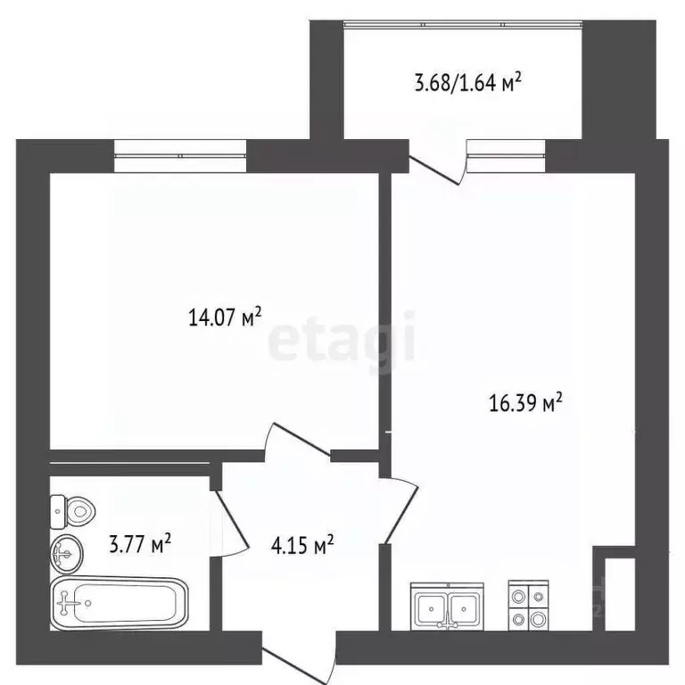 1-к кв. Марий Эл, Йошкар-Ола Театральный мкр, 280-й кв-л,  (40.22 м) - Фото 2