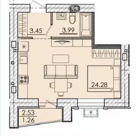 1-к кв. Пензенская область, Пенза ул. Герцена, с106 (34.25 м) - Фото 0