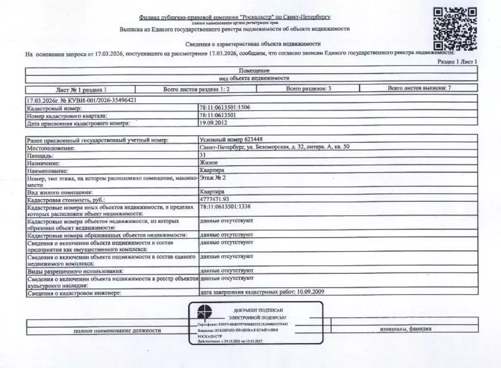 1-к кв. Санкт-Петербург Беломорская ул., 32 (31.0 м) - Фото 1