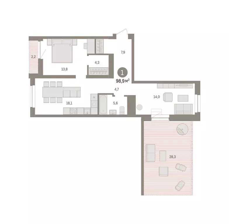 1-комнатная квартира: Тюмень, жилой комплекс Речной Порт (98.9 м) - Фото 2