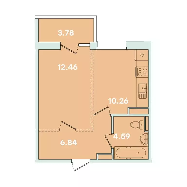1-комнатная квартира: Иркутск, улица Петрова, 18 (37.93 м) - Фото 0