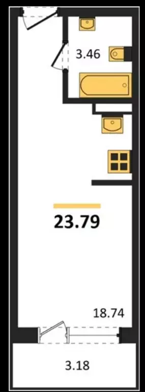 Продаётся квартира-студия, 23.79 м - Фото 0