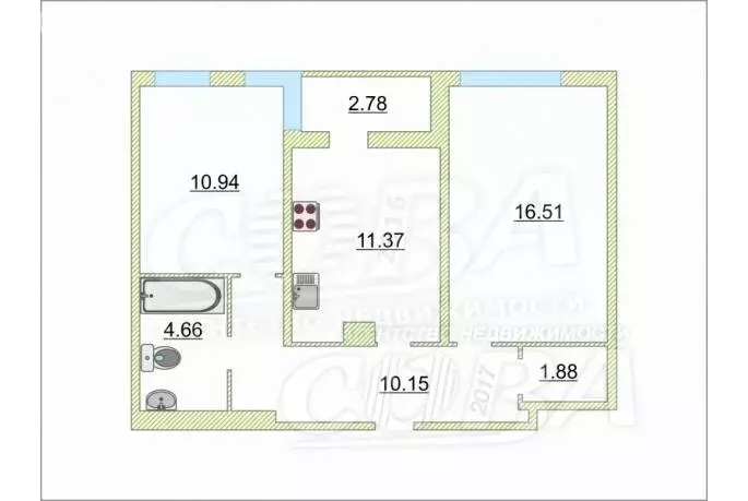 2-комнатная квартира: тюмень, улица 50 лет октября, 57ак1 (55 м) - Фото 1