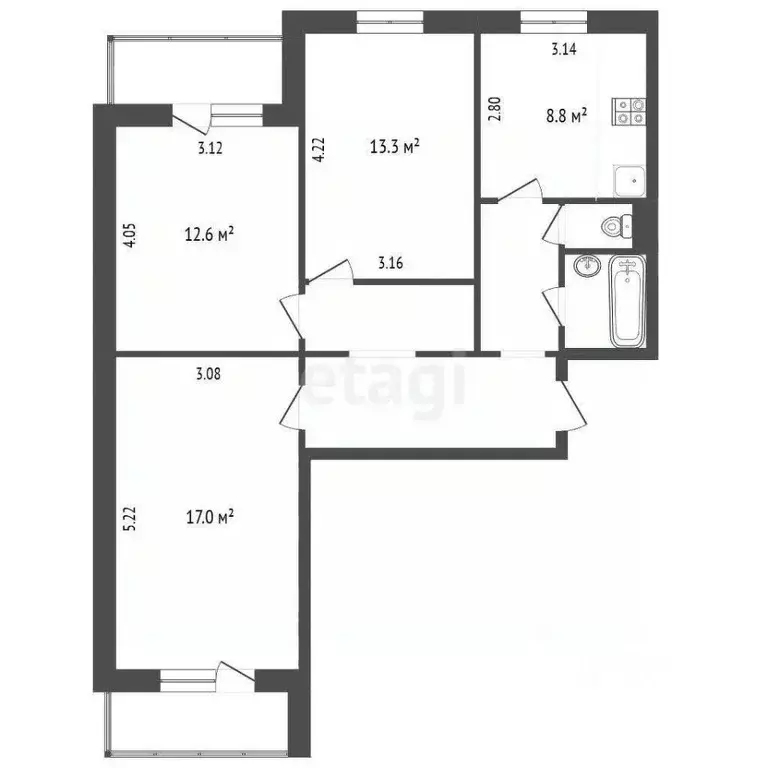 3-к кв. Белгородская область, Белгород Вокзальная ул., 28 (70.7 м) - Фото 0