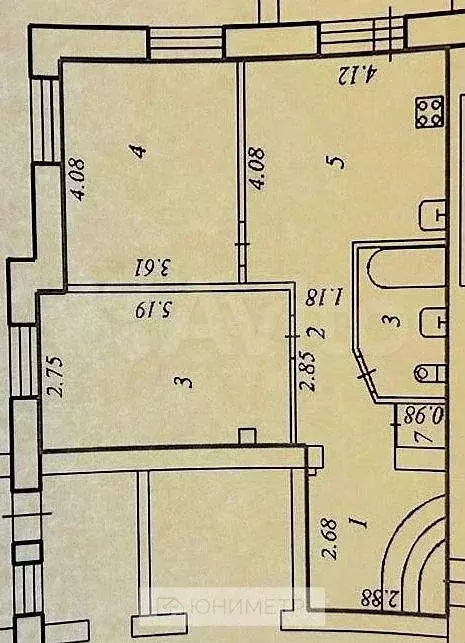 2-к. квартира, 62,1 м, 1/6 эт. - Фото 0