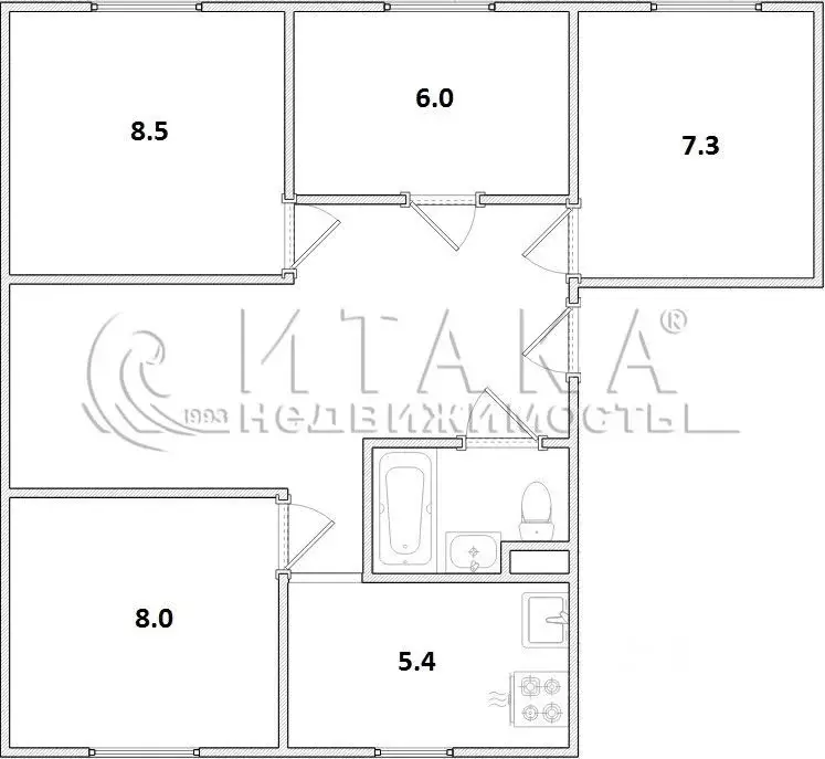 4-к кв. Санкт-Петербург ул. Примакова, 4 (49.1 м) - Фото 1