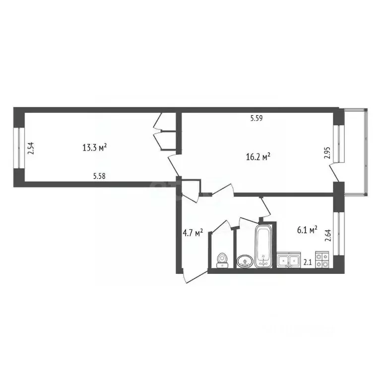 2-к кв. Вологодская область, Череповец ул. Леднева, 15 (44.4 м) - Фото 2