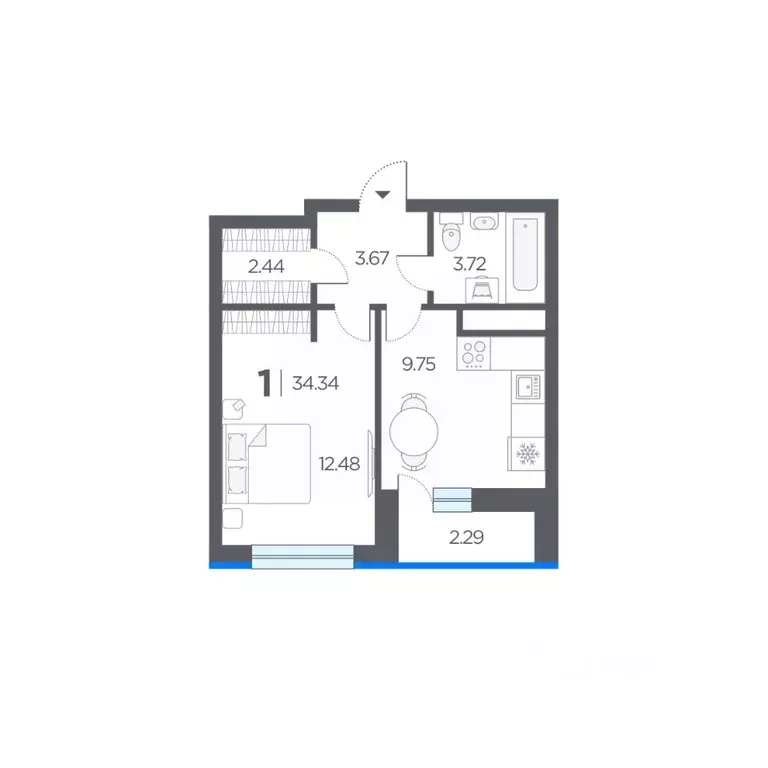 1-к кв. Рязанская область, Рязанский муниципальный округ, с. Дядьково ... - Фото 1