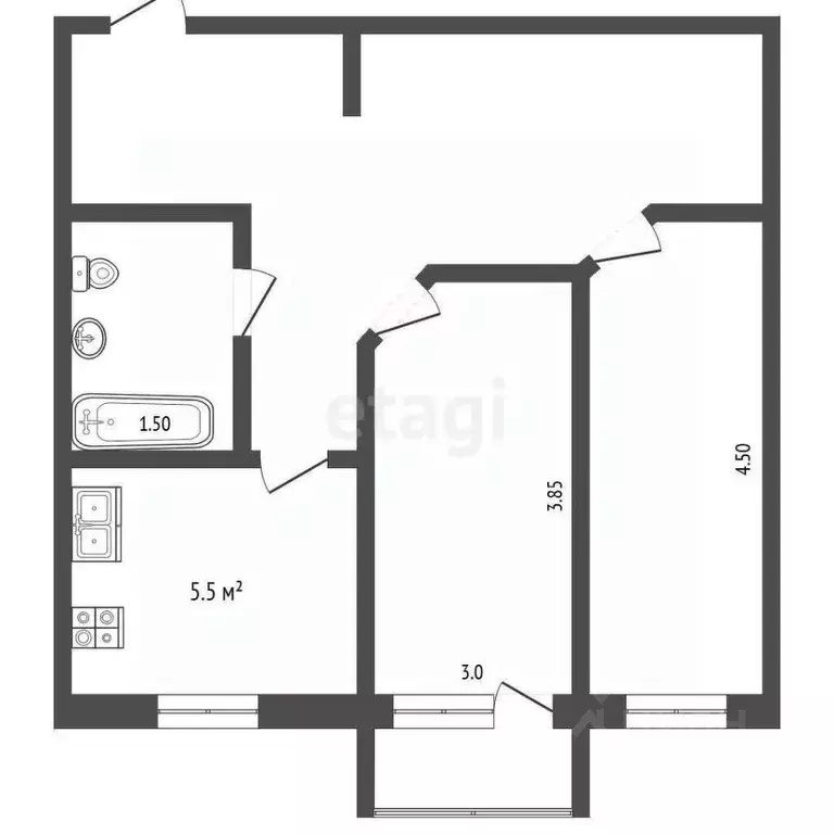 2-к кв. Московская область, Балашиха ул. Карла Маркса, 16 (42.0 м) - Фото 1
