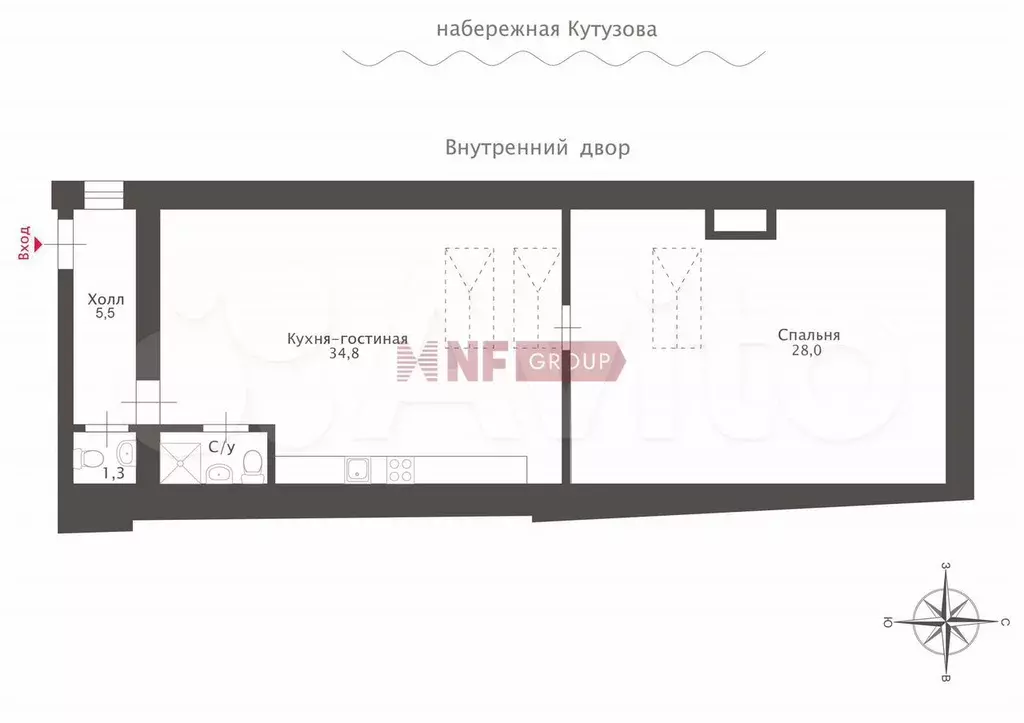 2-к. квартира, 71,5 м, 4/4 эт. - Фото 0