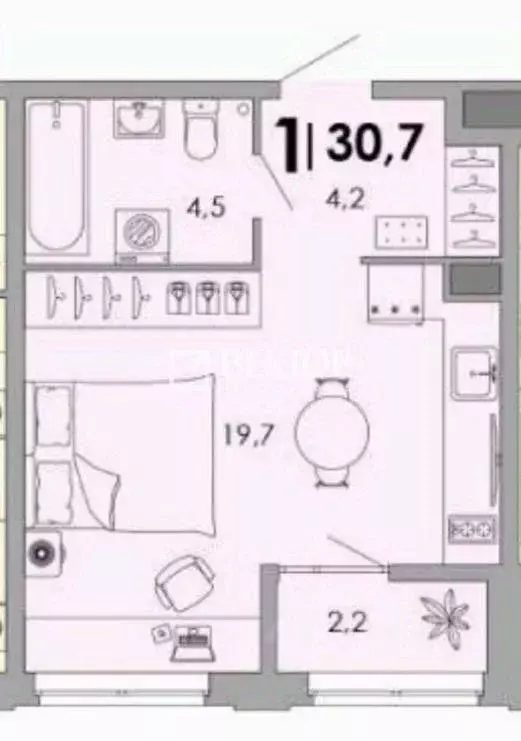 Студия Владимирская область, Владимир ул. Бобкова, 10 (30.4 м) - Фото 1